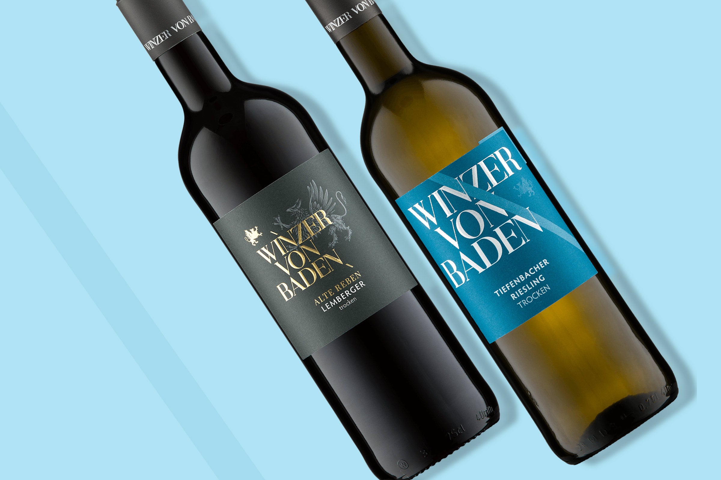 eine Flasche Alte Reben und eine Flasche Riesling Ortswein der Winzer von Baden