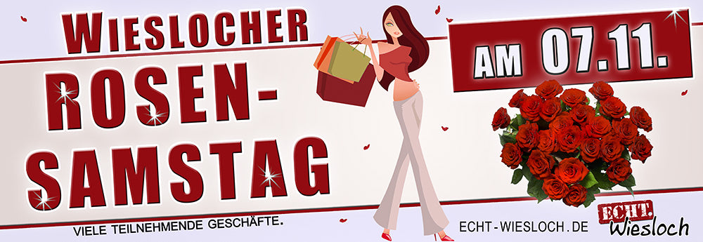 Textbanner mit Werbung für den Rosensamstag